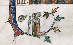 Knight v Snail VI: The Gastropod Conqueror (from the Gorleston Psalter, England (Suffolk), 1310-1324, Add MS 49622, f. 162v) | Medieval Manuscripts Blog, British Library, Sarah J. Biggs