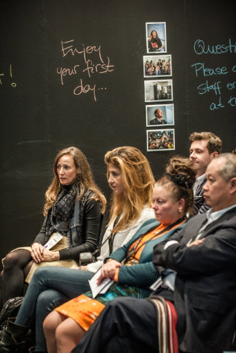 The audience at Frankfurt Book Fair's Business Club listens to AmazonCrossing's Sarah Jane Gunter talk about her program's new open-submissions program. Image: Bernd Hartung for #FBM15