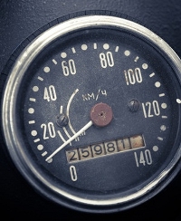 odometer with lots of miles