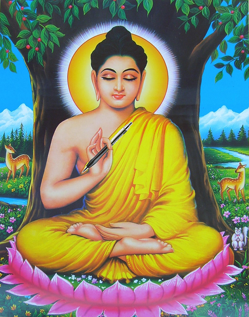 buddha with ballpoint