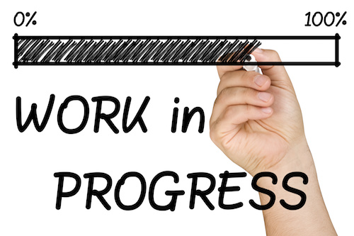 progress bar with "Work in progress" beneath