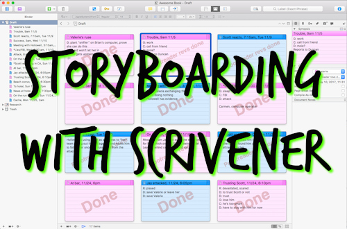 Scrivener Corkboard with title text