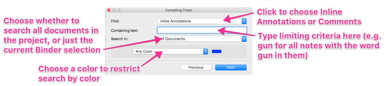 Formatting finder annotated