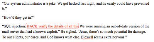 inline annotation w/specific text