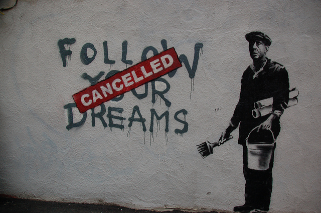Banksy in Boston: FOLLOW YOUR DREAMS CANCELLED by Chris Devers