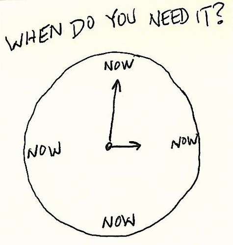 When do you need it? Now.