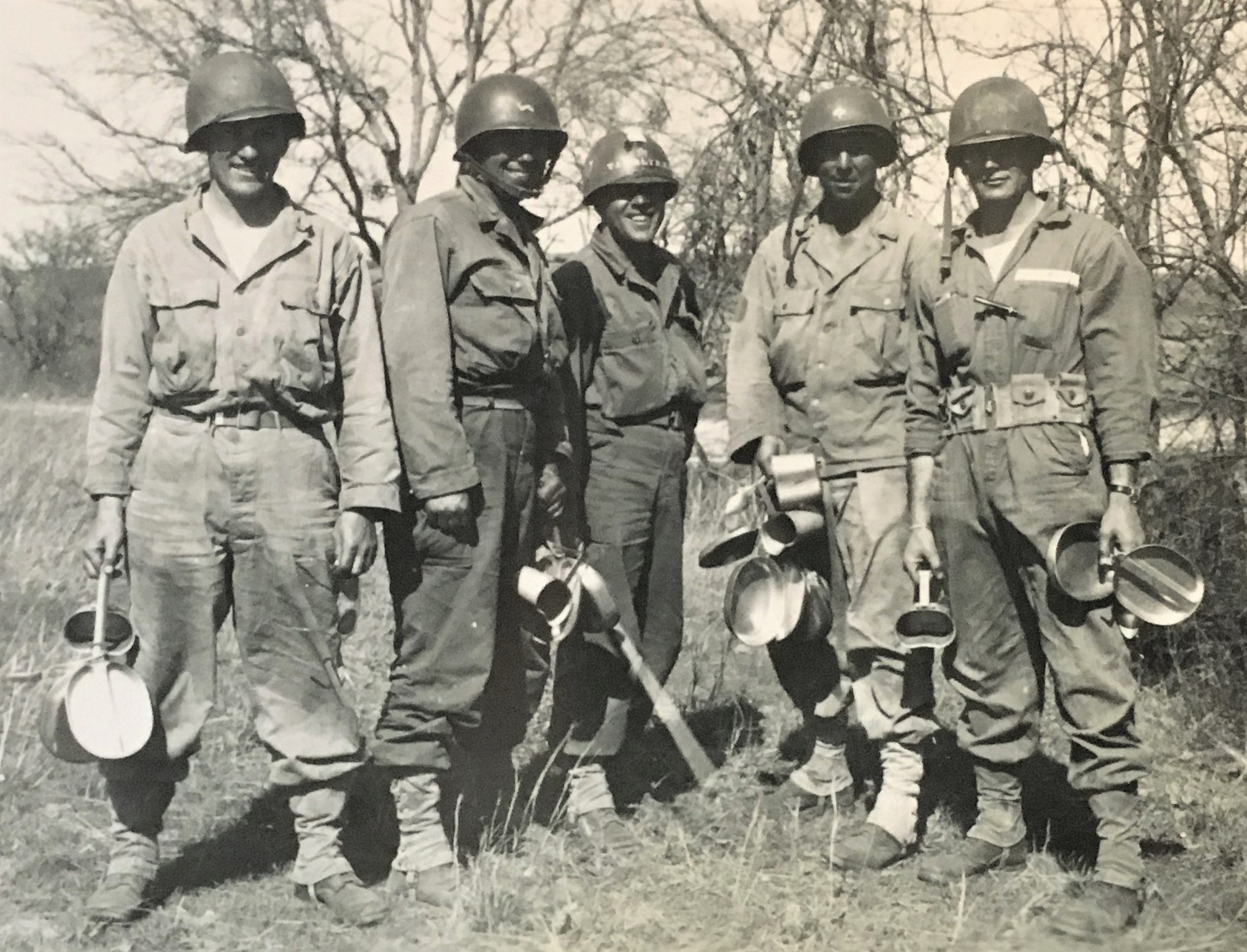 "Chow time!" The author's father is on the far left.