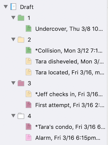 color-coded documents in the Binder