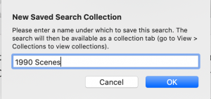 new search collection dialog box