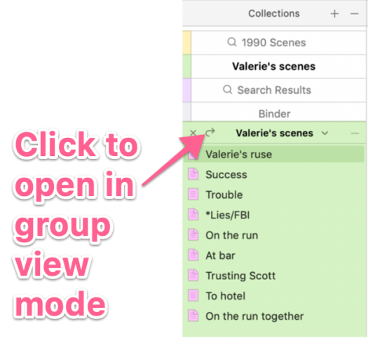 annotated image of group view arrow