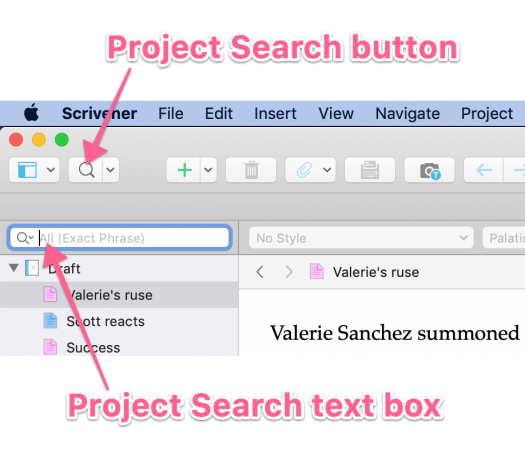 annotated image of search box and button