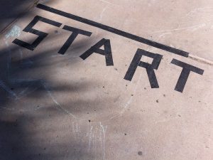 The starting line for a running race