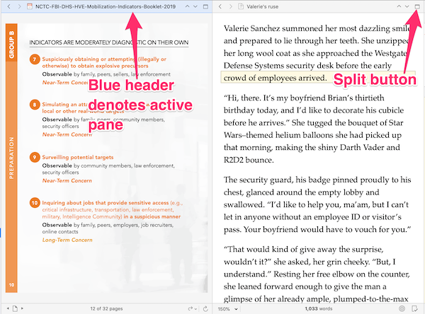 split screen annotated