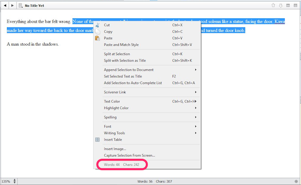 word count circled