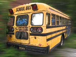 abandoned school bus
