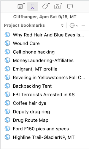 list of bookmarks
