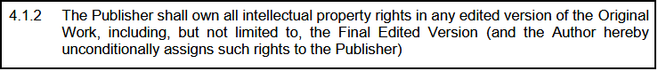Example of a clause in which the publisher claims copyright on the "final edited version" of the author's manuscript
