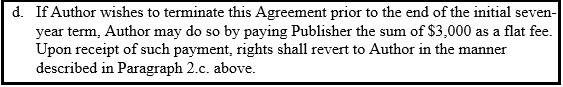 Example of an early termination clause that charges a flat fee of $3,000