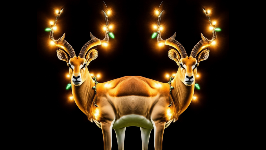 An AI-created image of a pushmi-pullyu, a gazelle-like animal with no tail and a head on either end.
